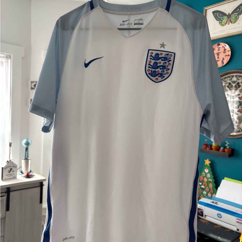 Nike White and Blue England Jersey